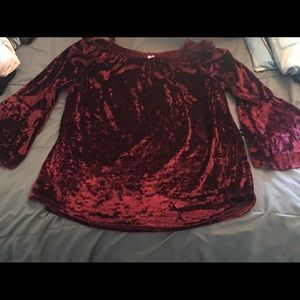 Dark red velvet shirt